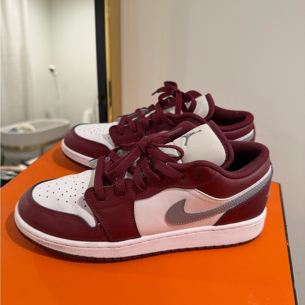 Jordan Burgundy and White Sneakers